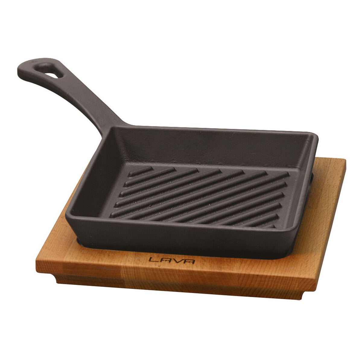Padella grill ghisa con tagliere faggio 16x16 cm Paderno - Paderno, immagine ufficiale