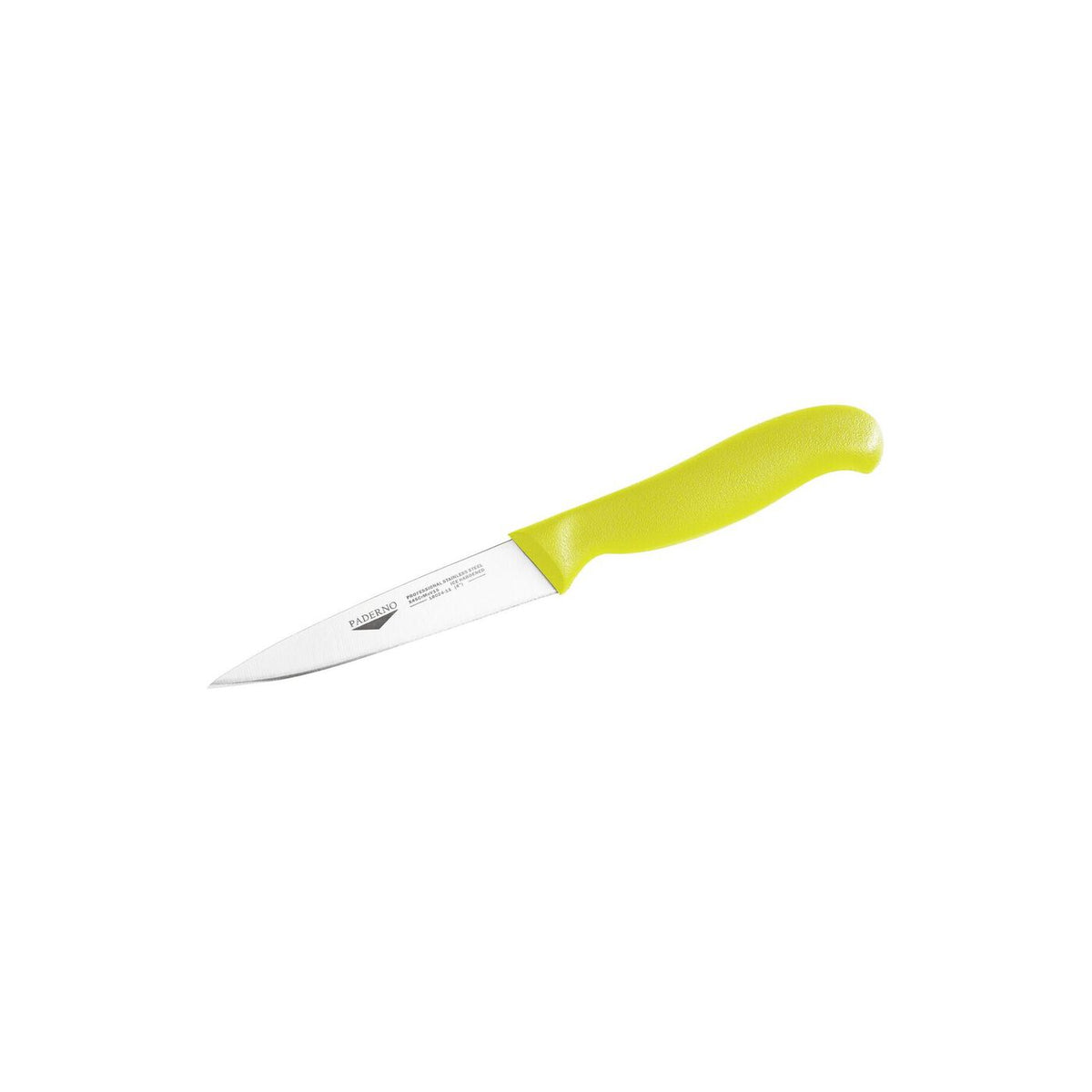 Coltello spelucchino 8 cm stampato manico giallo Paderno - 18024Y08