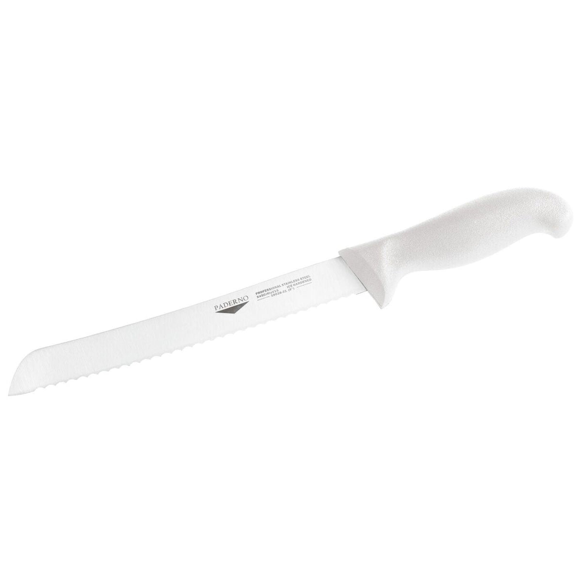 Coltello pane 21 cm stampato manico bianco Paderno - 18028W21
