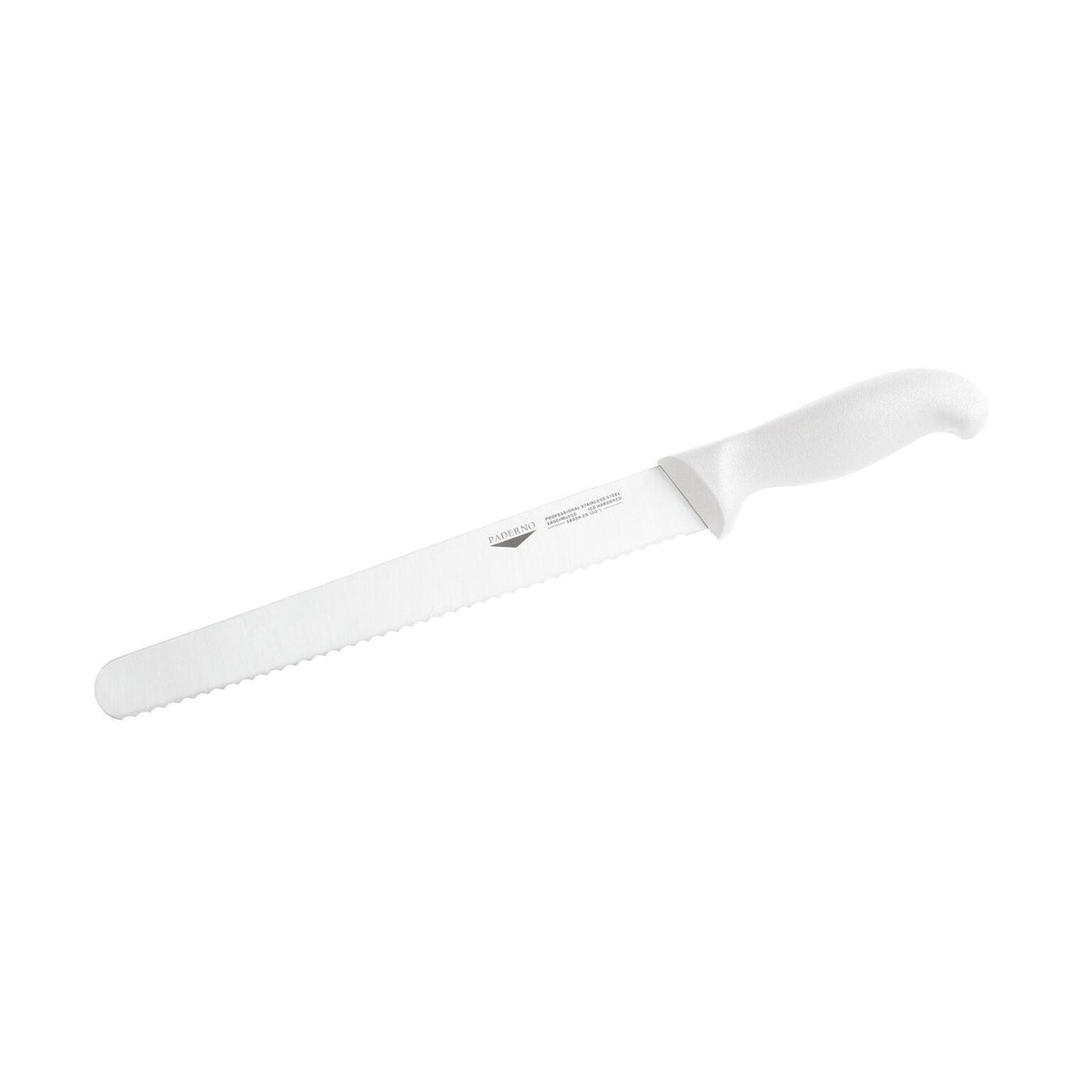 Coltello pane 25 cm stampato manico bianco Paderno - 18028W25
