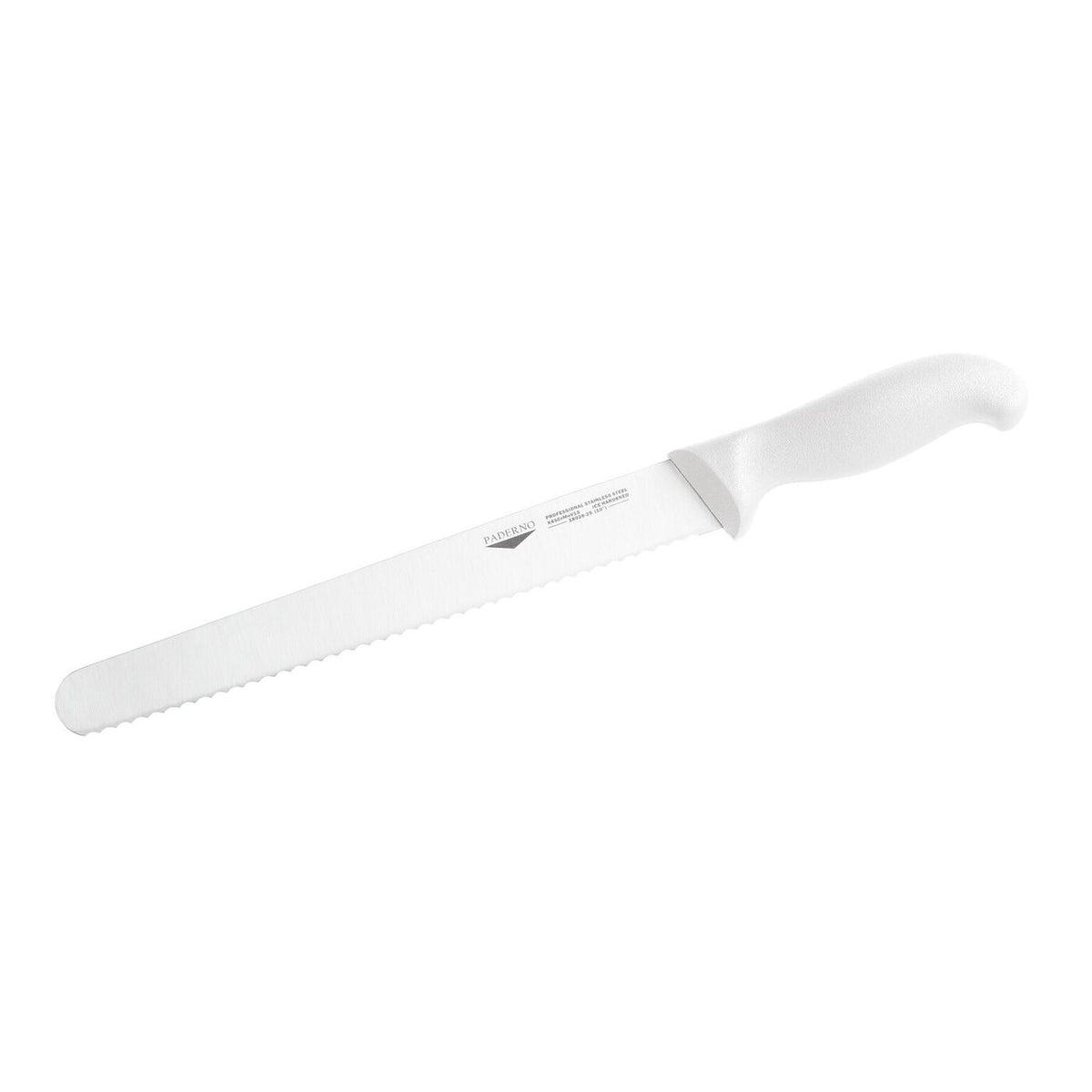 Coltello pane 30 cm stampato manico bianco Paderno - 18028W30