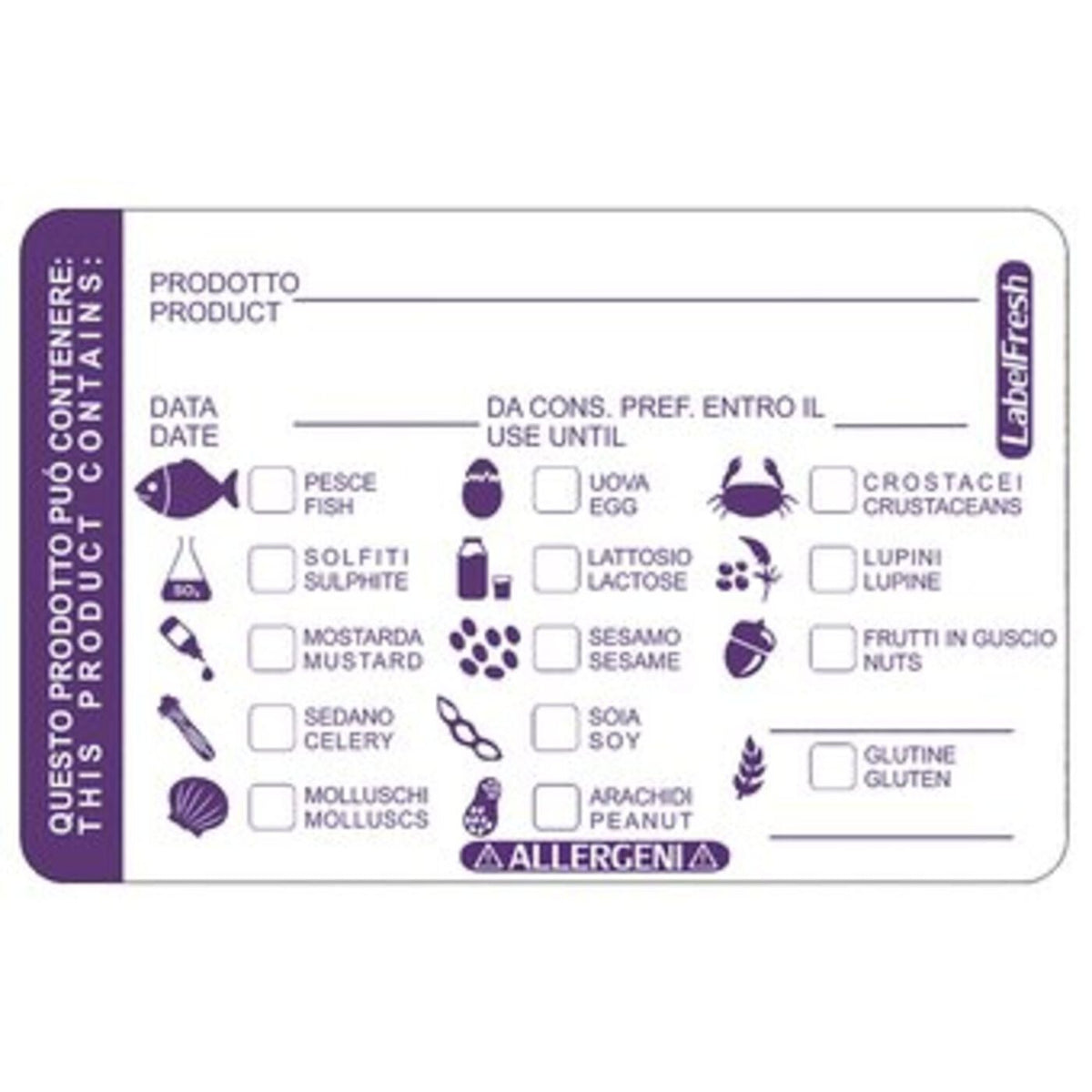 Etichette allergeni 7 × 4,5 cm Paderno - 44630-06