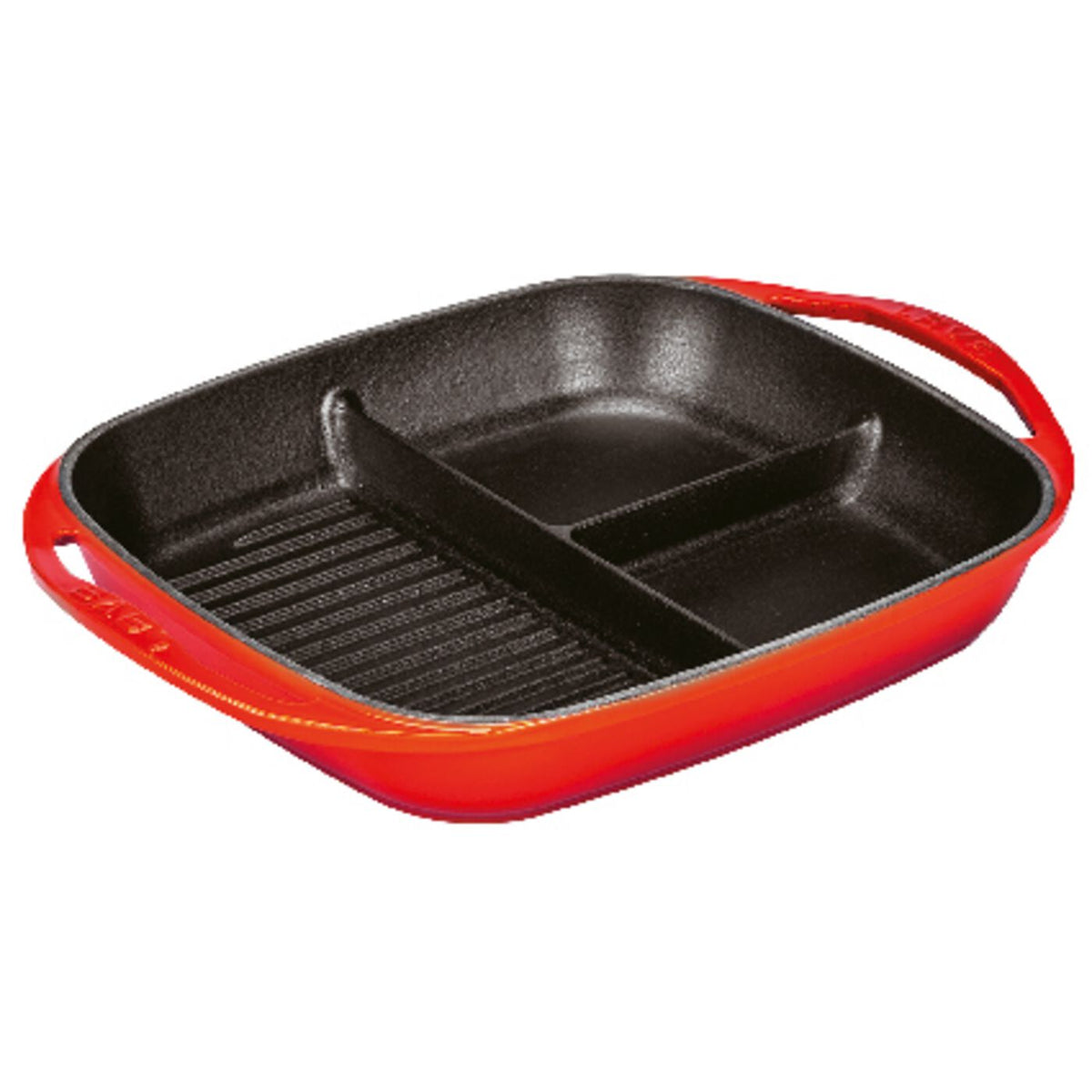 Padella grill ghisa a 3 scomparti 26x30 cm rosso Paderno - Paderno, immagine ufficiale