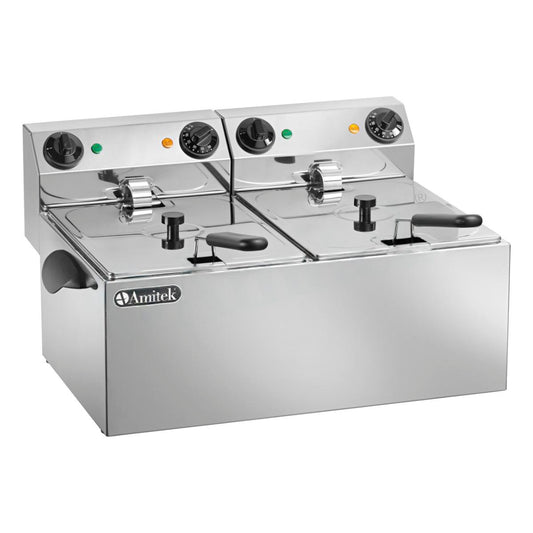Friggitrice elettrica due vasche 6+6lt